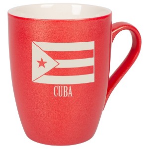 Elanze Designs Cuba Cuban Flag 10 Ounce Ceramic Laser-Etched Engraved Drinkware Mug, Metallic Crimson Red - 1 of 4