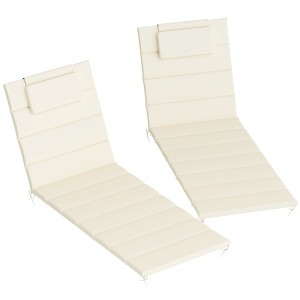 Outsunny Foldable Lounge Chair Cushion Set of 2, UPF50+ 230gsm Olefin and 25D High-Density Foam, Chaise Lounge Cushion Set, 80" x 26" - 1 of 4