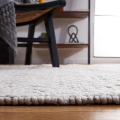 Grey and Ivory Hand-Tufted Wool Shag Area Rug