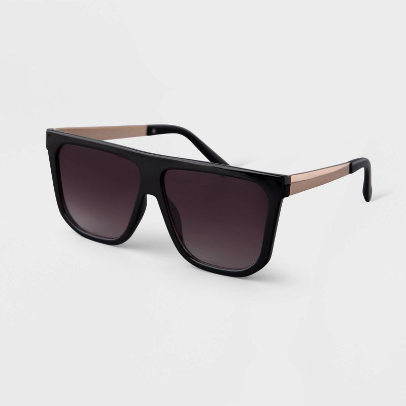 Women&#39;s Plastic Shield Sunglasses - A New Day&#8482; Black, 2 of 3