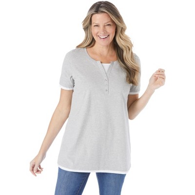 Woman Within Women's Plus Size Layered-Look Tee