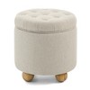 VYNXARIA Round Storage Ottoman, multi-functional round flannel button Ottoman, lid can be turned over as a table top, with storage space - 4 of 4
