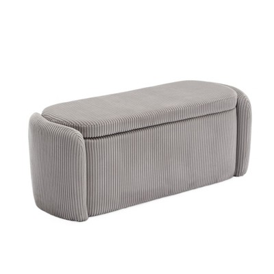 NicBex Modern 44.1" Storage Bench Corduroy Upholstered Accent Stool with Cushioned Top for Entryway and Living Room