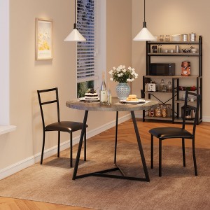 Round Dining Table Set for 2, 3 Piece Kitchen Table Chairs Set, Small Dining Room Table Set with 2 Upholstered Chairs - 1 of 4