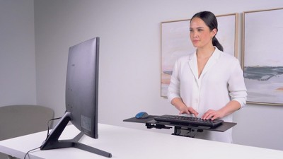 Black Adjustable Under-Desk Keyboard Tray with Mouse Pad