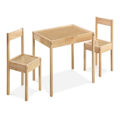 Lirago Kids Wood Table and 2 Chairs Children Activity Table Toddler Furniture Set for Creative Play and Learning Natural