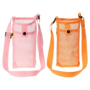Unique Bargains Mesh Portable Adjustable Strap Water Bottle Bag for Sports 2 Pcs - 1 of 4