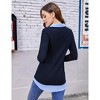 Coolmee Women's Tunics Tops Long Sleeve Contrast Collared Shirts Patchwork Work Blouse Tunics Tops - 3 of 4