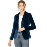 Allegra K Women's Office Coat Solid Shawl Collar 1 Button Velvet Blazer