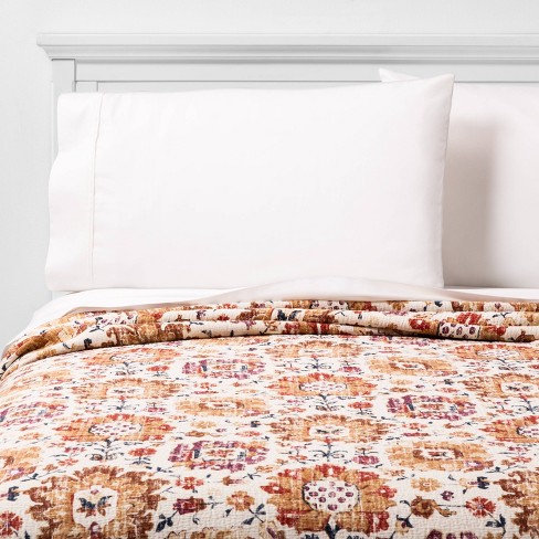 King Medallion Floral Matelasse Coverlet Natural Threshold