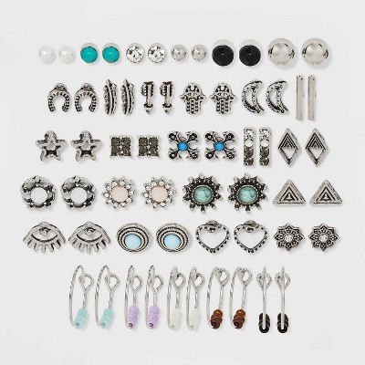 Star Hamsa and Evil Eye Stud Earring Set 30ct - Wild Fable™ Silver