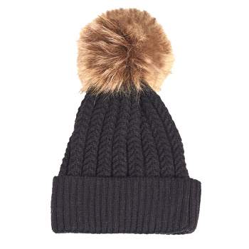 Acrylic Pom : Black Shepard Ribbed Pom Target Arctic Blended Cuff Dark Hat Child With And Grey With Winter Gear