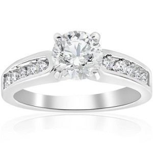 Pompeii3 1 ct Diamond Engagement Ring 14K White Gold Channel Set - 1 of 4