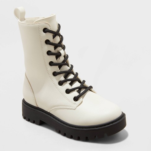 Girls lace up combat boots best sale