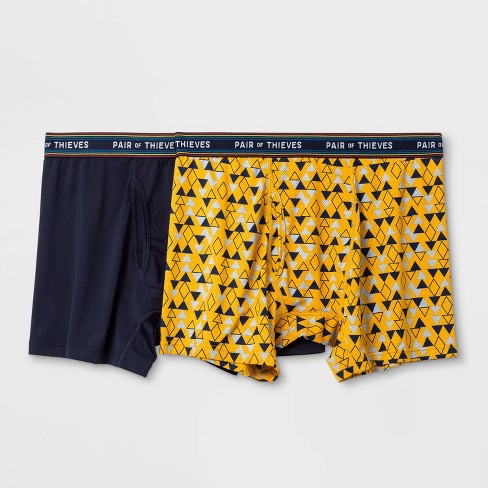 Pair Of Thieves Men S Super Fit Boxer Briefs 2pk Navy Gold M Target