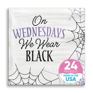 Big Dot of Happiness Goth Girl Napkins, Black and Purple Halloween or Gothic Birthday Party Decor, White 3-Ply Paper Beverage Napkins - 24 Count - 1 of 4
