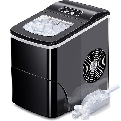 ZAFRO Ice Makers Countertop with Self-Cleaning, 26lbs/24hrs, 9 Cubes Ready in 6 Mins, Portable Ice Machine with 2 Sizes Bullet Ice/Ice Scoop, Black