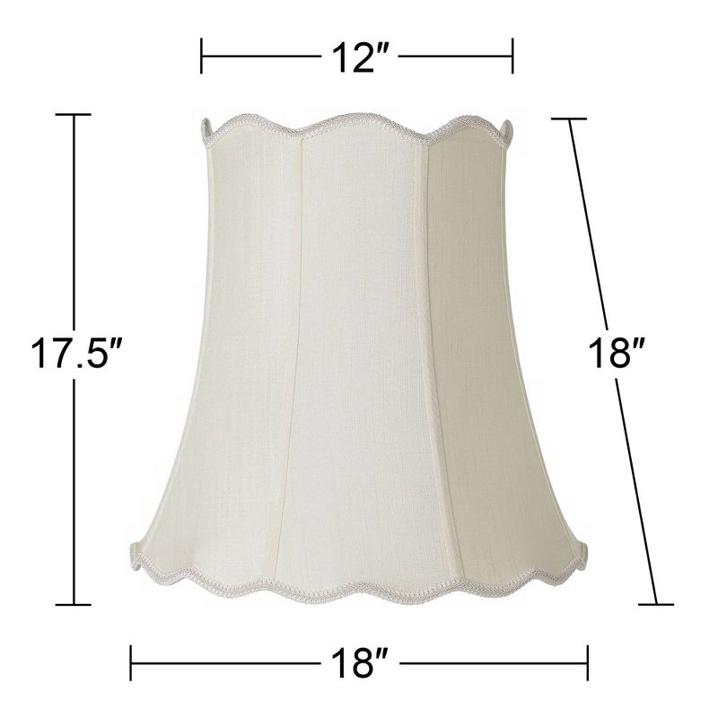 Imperial Shade Creme Large Scallop Bell Lamp Shade 12" Top x 18" Bottom x 18" Slant x 17.5 High (Spider) Replacement with Harp and Finial, 5 of 9