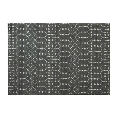 Dark Gray and Ivory Geometric 5' x 7' Synthetic Rug