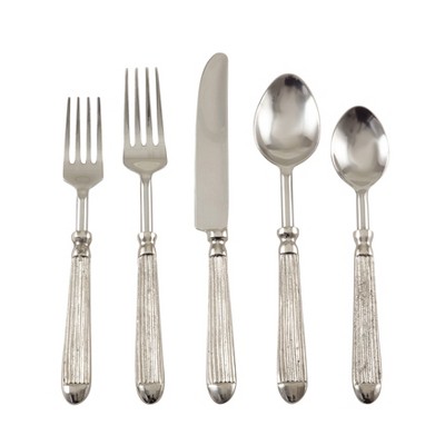 Saro Lifestyle Ribbed Flatware, Silver (Set of 5)