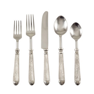 Saro Lifestyle Ribbed Flatware, Silver (set Of 5) : Target