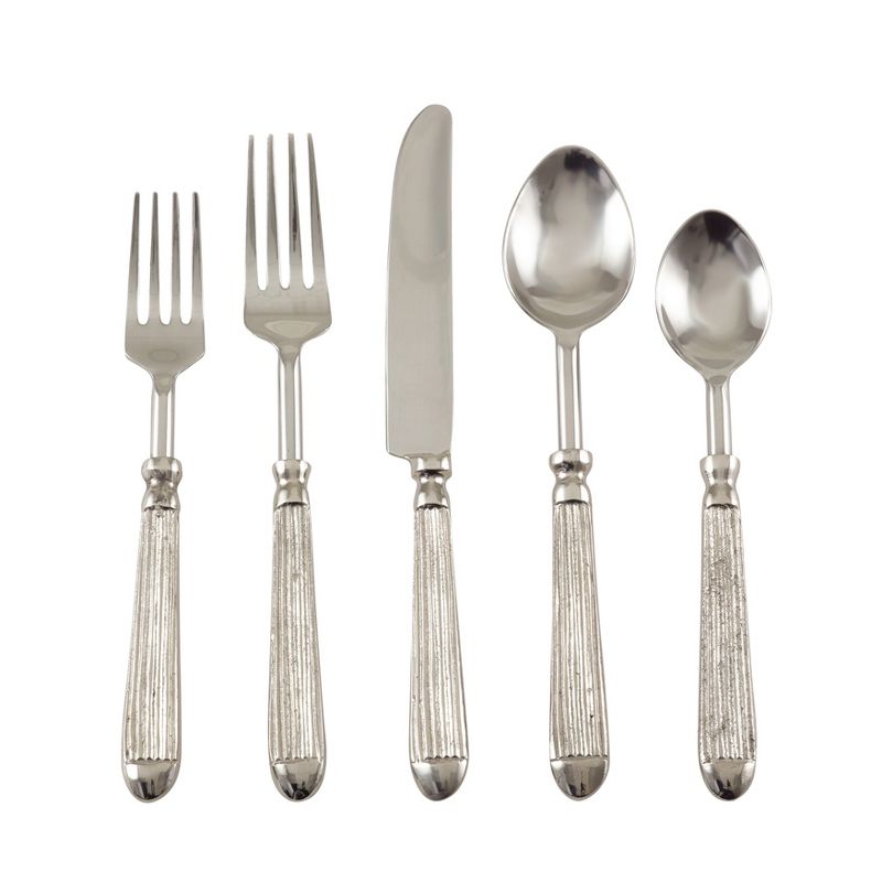 Saro Lifestyle Ribbed Flatware, Silver (Set of 5), 1 of 5
