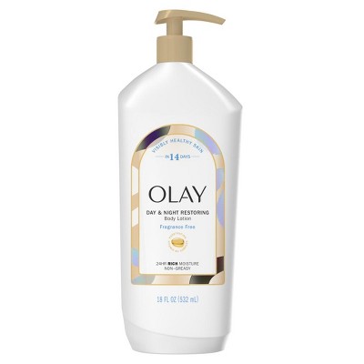 Olay Day & Night Restoring Hydrating Body Lotion, Fragrance-Free, 18 fl oz