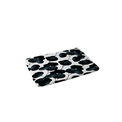 83 Oranges Dark Leaves Memory Foam Bath Mat Dark Green/White - Deny Designs