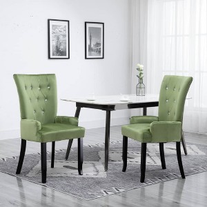 vidaXL Dining Chair with Armrests Light Green Velvet - 1 of 4