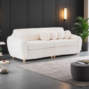 84" Corduroy Sectional Loveseat Sofa with Upholstered Design - 1 of 4