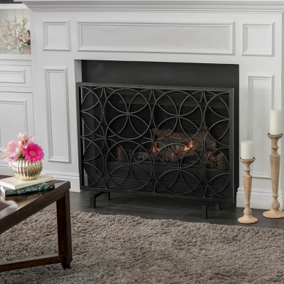 NicBex Lattice Fireplace Screen Fireplace Cover Large Double Panel with Hinged Doors for Living Room