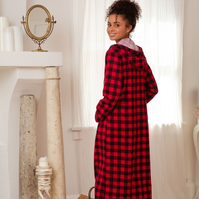 Women's Cotton Flannel Nightgown, Long Hooded Night Dress, 3 of 6