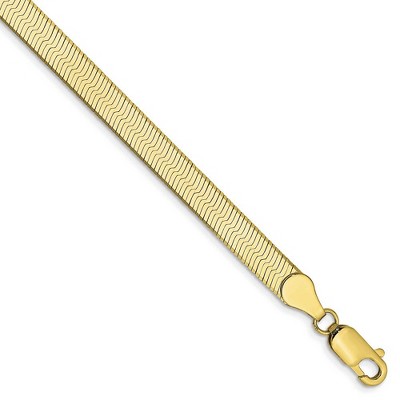 Black Bow Jewelry 5mm 10k Yellow Gold Solid Herringbone Chain Bracelet