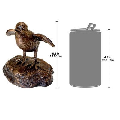 Solid Bronze Baby California Quail Garden Statue with Sepia Patina
