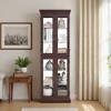 Wooakway 71"H Antique White Wood Lighted Glass Display Cabinet with Bulb Included for Living Room Kitchen Pantry - 3 of 4