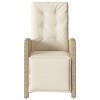 vidaXL Reclining Patio Chair with Footrest Beige Poly Rattan - 4 of 4