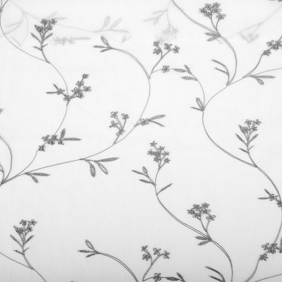 White Sheer Embroidered Floral Rod Pocket Curtain Panel