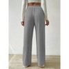 Clearlove Womens Wide Leg Palazzo Pleated Pants Ribbed Knit High Waist Flowy Drawstring Loose Casual Trousers - 2 of 4