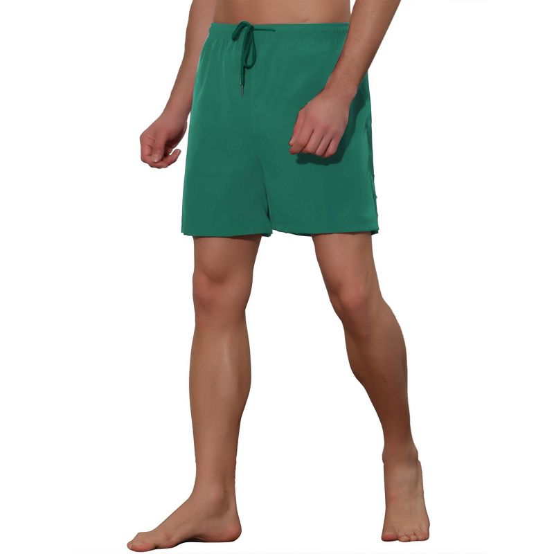 Lars Amadeus Men's Summer Solid Color Elastic Waistband Swim Beach Shorts, 4 of 6