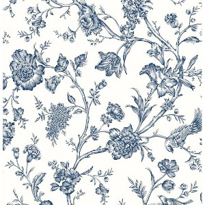NextWall Navy Blue Jasmine Chinoiserie Peel and Stick Wallpaper - 1 of 4