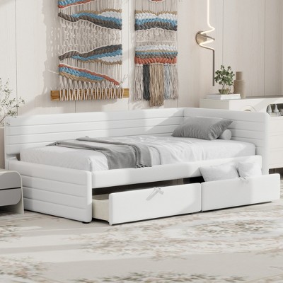 TiramisuBest Twin Size Upholstered Daybed with 2 Drawers