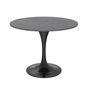 LeisureMod Verve 36" Round Dining Table - Sintered Stone Top with Modern Black Pedestal Base Accent Table for Contemporary Dining and Kitchen Room - 1 of 4