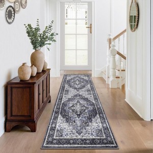 Washable Floral Medallion Soft Non Slip Carpet Indoor Retro Accent Large Floor Carpet Stain Resistant Non Shedding Rugs - 1 of 4