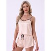 cheibear Women's Silky Satin Sleepwear Nightwear Cami Tops with Shorts Loungewear Pajamas Set - 3 of 4