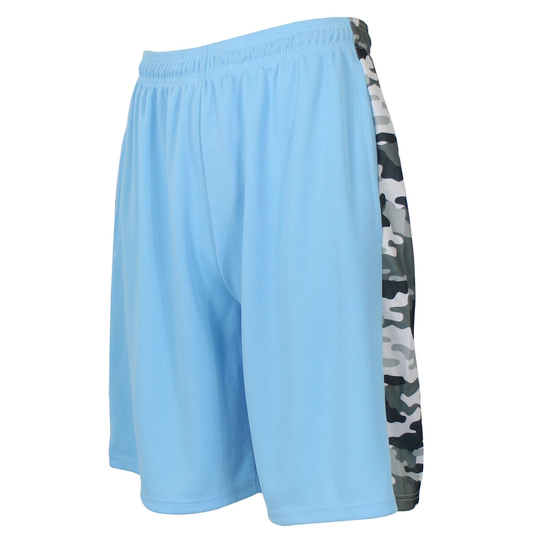 Galaxy By Harvic Men's Moisture Wicking Performance Quick Dry Mesh Shorts With Side Block Design - Light Blue, L