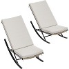 2pcs Indoor Outdoor Rocking Chairs, Modern Rocker Chairs for Napping Relaxing, Rattan Patio Reclining Rocker Chair with Thick Cushion & Iron Frame - 2 of 4