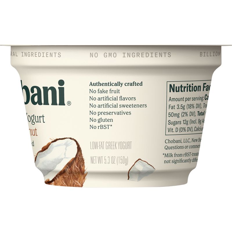 Chobani Coconut Blended Low Fat Greek Yogurt - 5.3oz, 3 of 10
