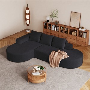 108.5'' L-Shaped Modular Chenille Sectional Sofa with Curved Design, 3-Piece Pillow Set, Free Combination Seating for Living Room or Bedroom - 1 of 4