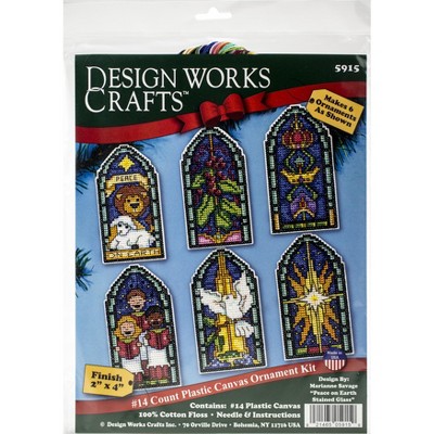 Design Works Plastic Canvas Ornament Kit 2"X4" Set Of 6-Peace On Earth