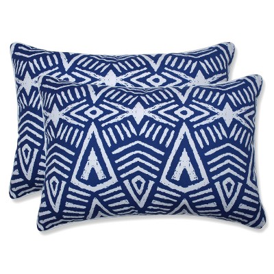 2pk Oversize Geometric Dimensions Rectangular Throw Pillows Blue - Pillow Perfect